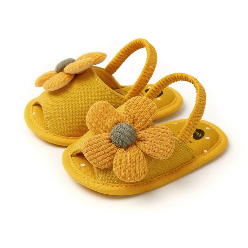 Summer Infant Baby Shoes Girl Flats Sandals Soft Sole Anti-Slip Flower Pure Crib Shoes Newborn First Walker Hot Sale