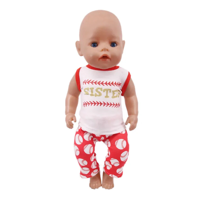 2 Pcs/Set Cute Pajamas Doll Accessories Clothes Dress For 18 Inch Girl Doll & 43 cm New Born Baby Doll,Our Generation,gifts