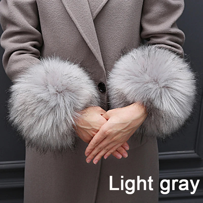 Warmer Faux Fur Plush Windproof cuff sleeve Wrist sleeve winter women Wristband Arms Gloves Accessories
