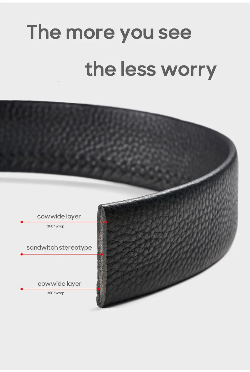 Men Leather Belt with Metal Automatic Buckle High Quality Luxury Belts Men Male Work Business Black Cowskin Strap Gift Present