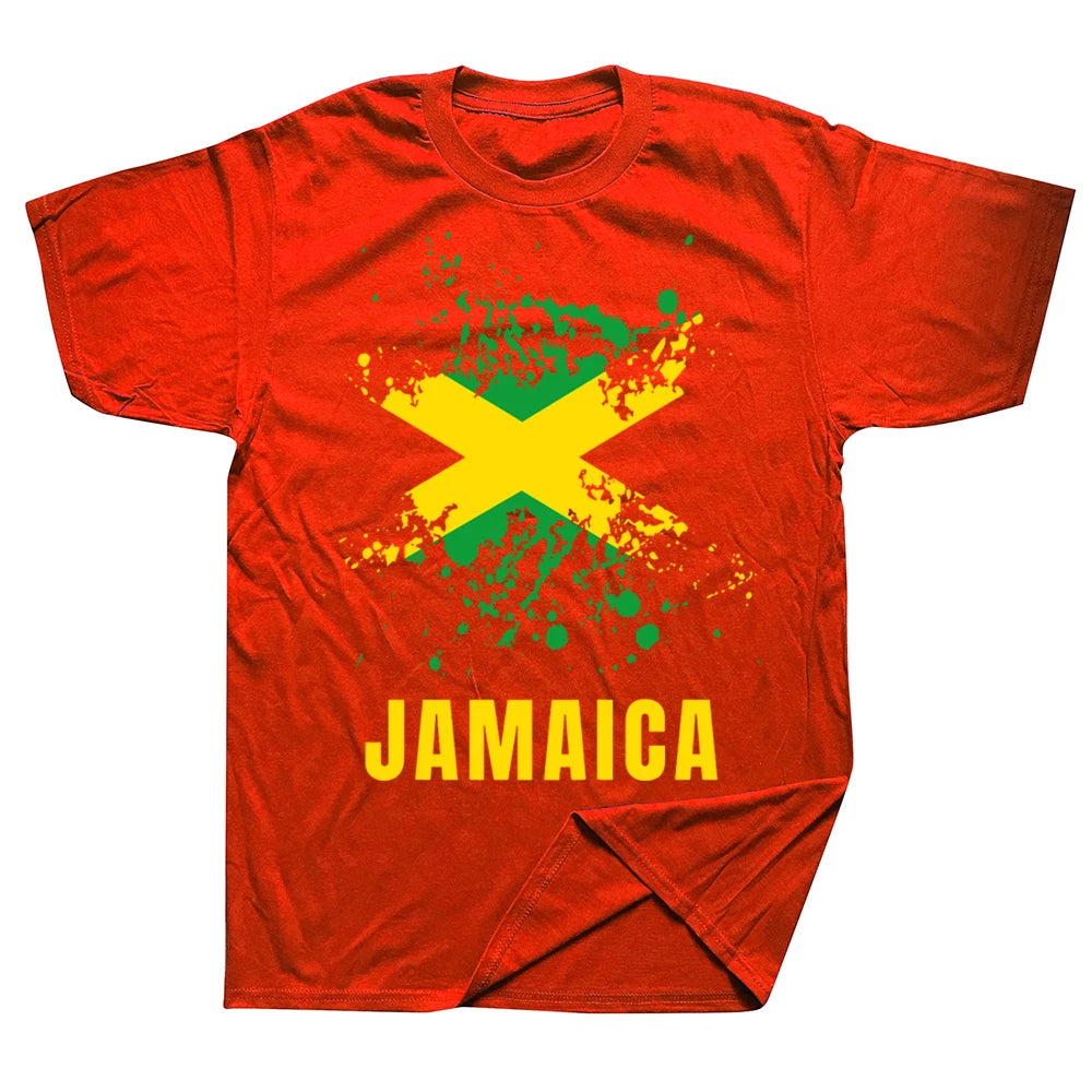 Jamaica Retro Vintage Sport Jamaican Flag T Shirts Graphic Cotton Streetwear Short Sleeve Birthday Gifts T-shirt Mens Clothing