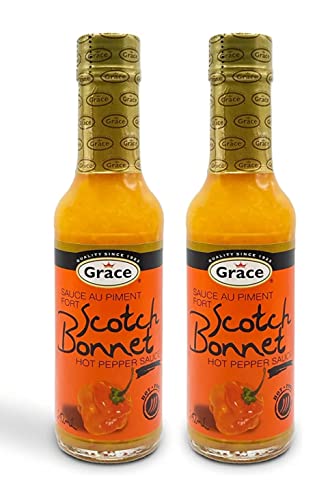 Grace Foods Scotch Bonnet Pepper Hot Sauce 4.8 oz (Pack of 2) Bundle with PrimeTime Direct Silicone Basting Brush in a PTD Sealed Bag