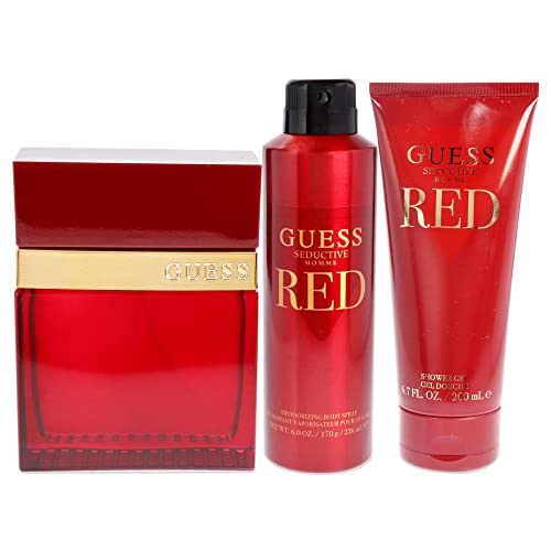 Guess Guess Seductive Homme Red Men 3.4oz EDT Spray, 6.0oz Body Spray, 6.7oz Shower Gel 3 Pc Gift Set