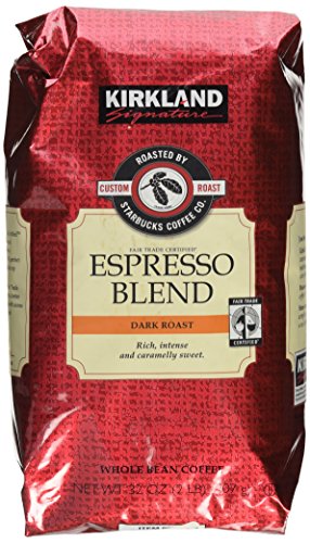 Kirkland Signature Starbucks Espresso Blend Dark Roast Whole Bean Coffee, 32 Ounce