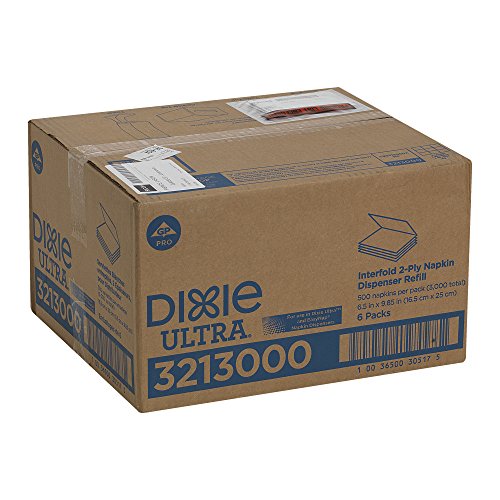 Dixie Ultra Interfold 2-Ply Napkin Dispenser Refill by GP PRO (Georgia-Pacific); White; 3213000; 250 Napkins Per Pack; 12 Packs Per Case