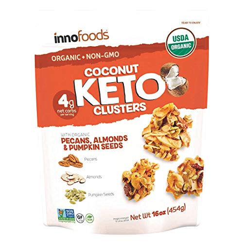 InnoFoods Coconut Keto Clusters with Organic Pecans, Almonds & Pumpkin Seeds Pack of 3