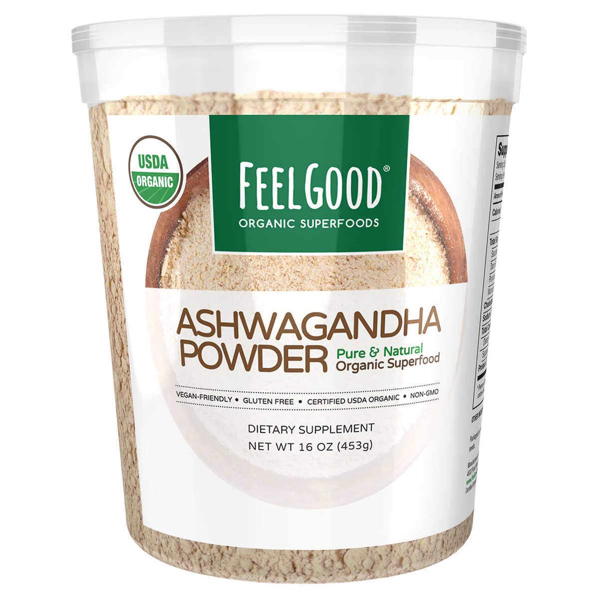 Feel Good USDA Organic Ashwagandha Powder, 16 Ounces