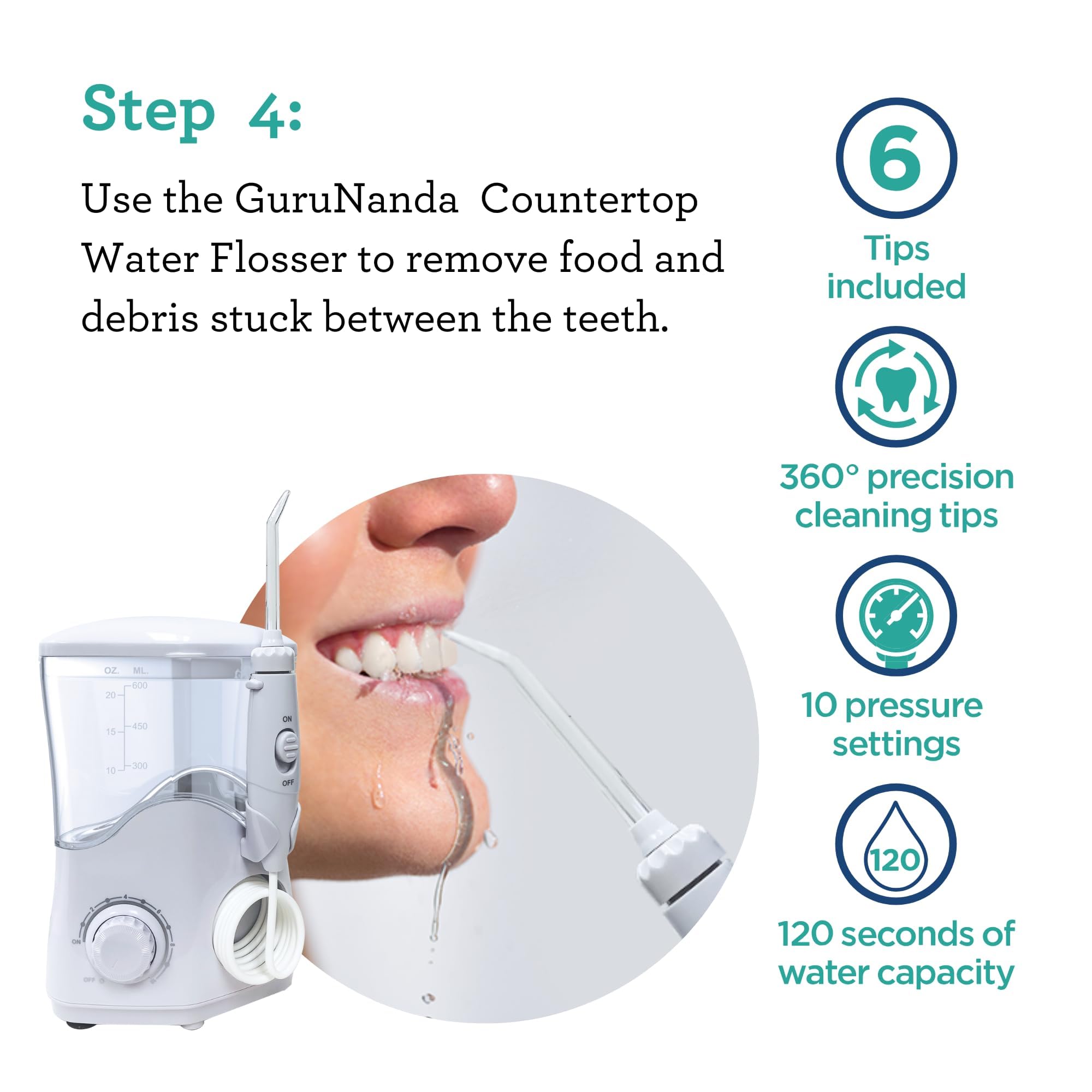 GuruNanda Better Gums Regimen 2.0 with CocoMint Pulling Oil, Butter on Gums Toothbrush, Table Top Water Flosser, Concentrated Mouthwash & Dual Barrel Mouthwash - 5 Count