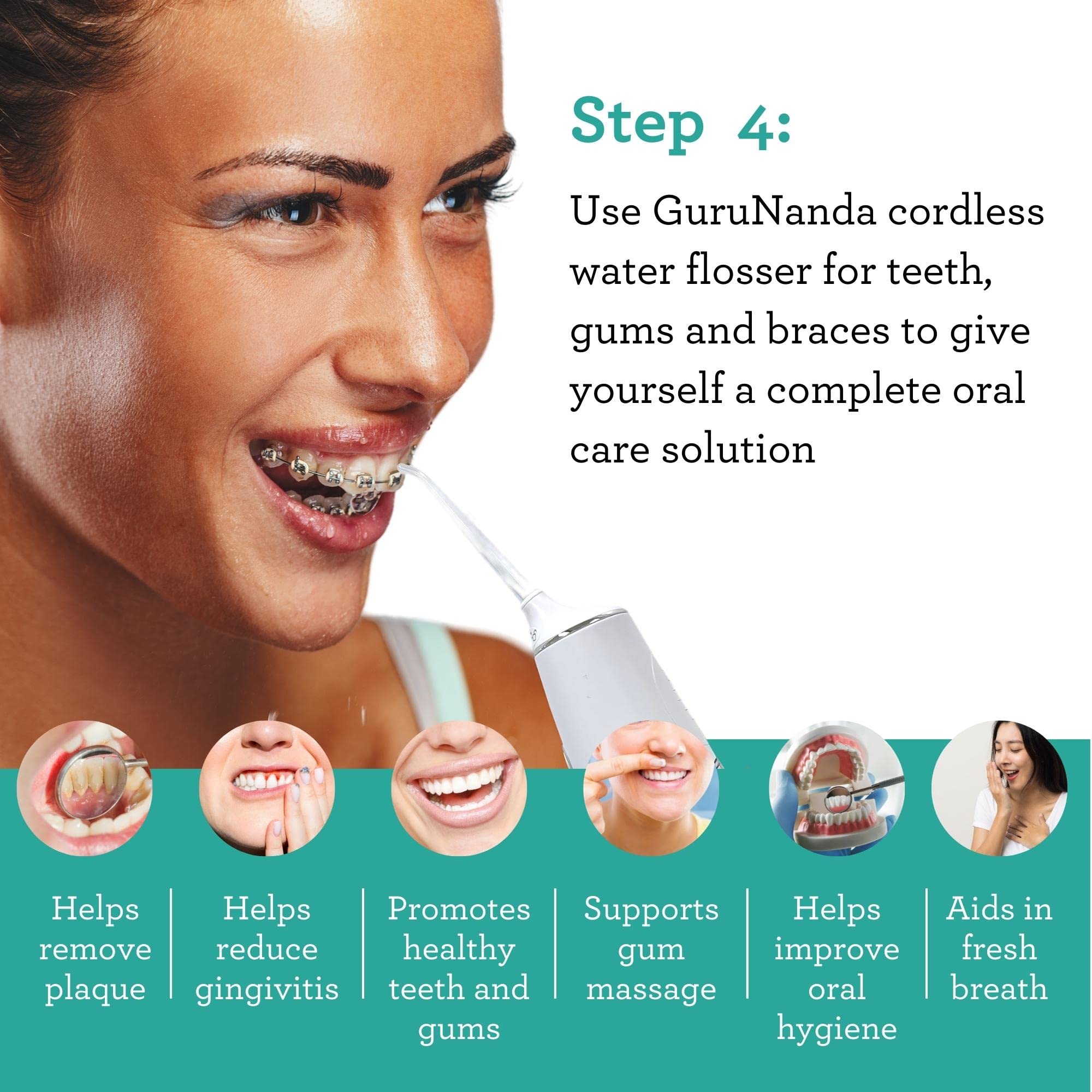 GuruNanda Better Gums Regimen 3.0 with CocoMint Pulling Oil & Tongue Scraper, Butter on Gums & Sonic Toothbrush, Portable Water Flosser, Concentrated Mouthwash & Dual Barrel Mouthwash - 7 Count