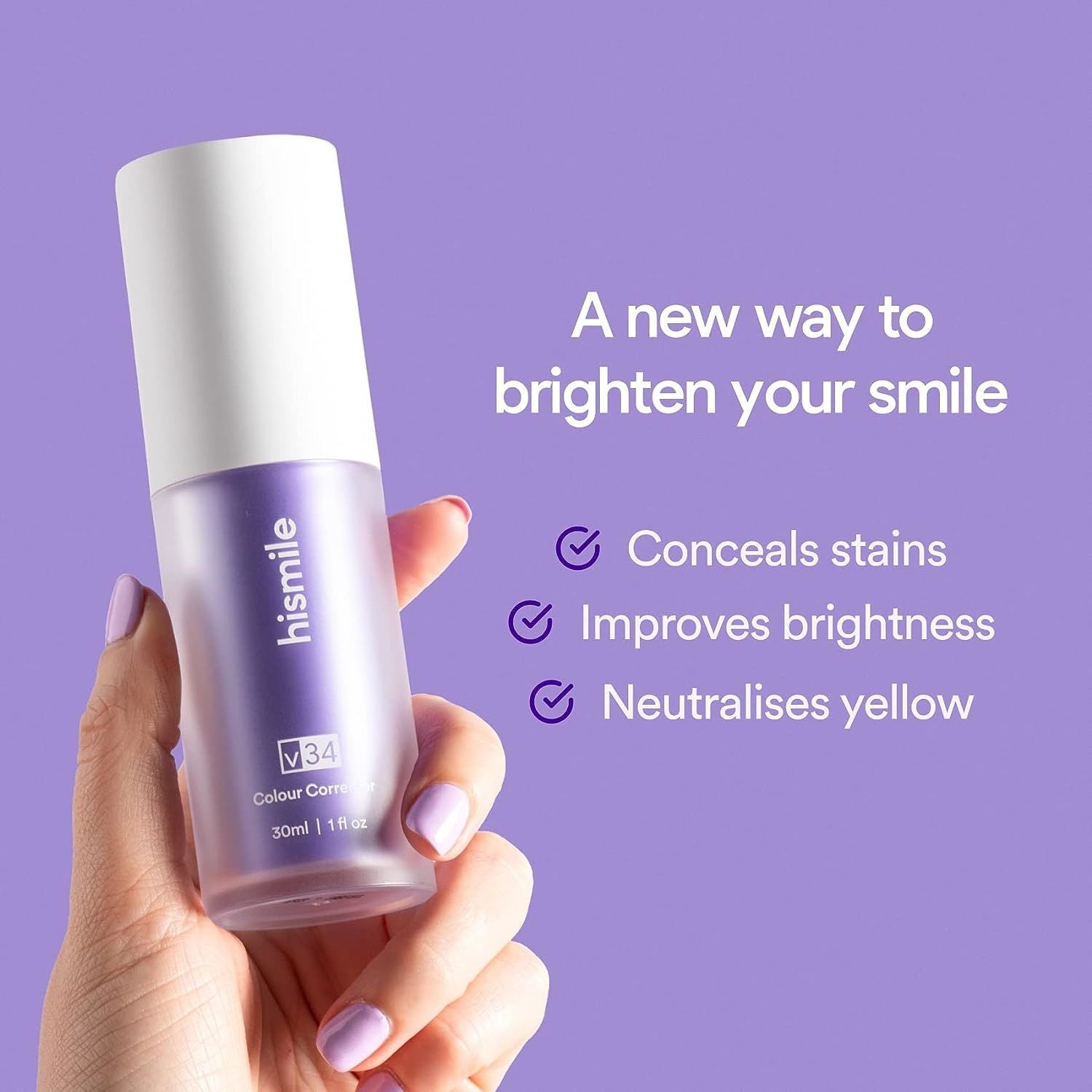 Hismile Colour Corrector, Tooth Stain Removal, Teeth Whitening Booster, Purple Toothpaste, Colour Correcting,