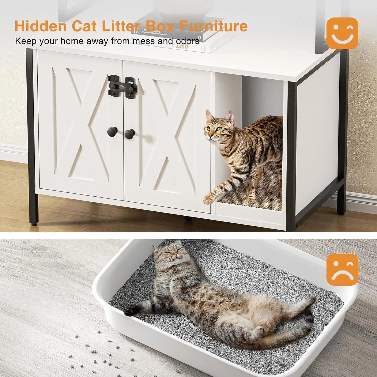 Large Hidden Cat Litter Box Enclosure with Storage Cabinet Shelf