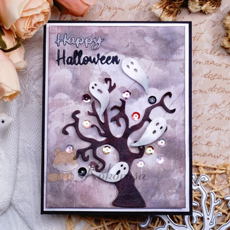 KOKOROSA METAL CUTTING DIES WITH SCARY TREE & FLYING GHOSTS