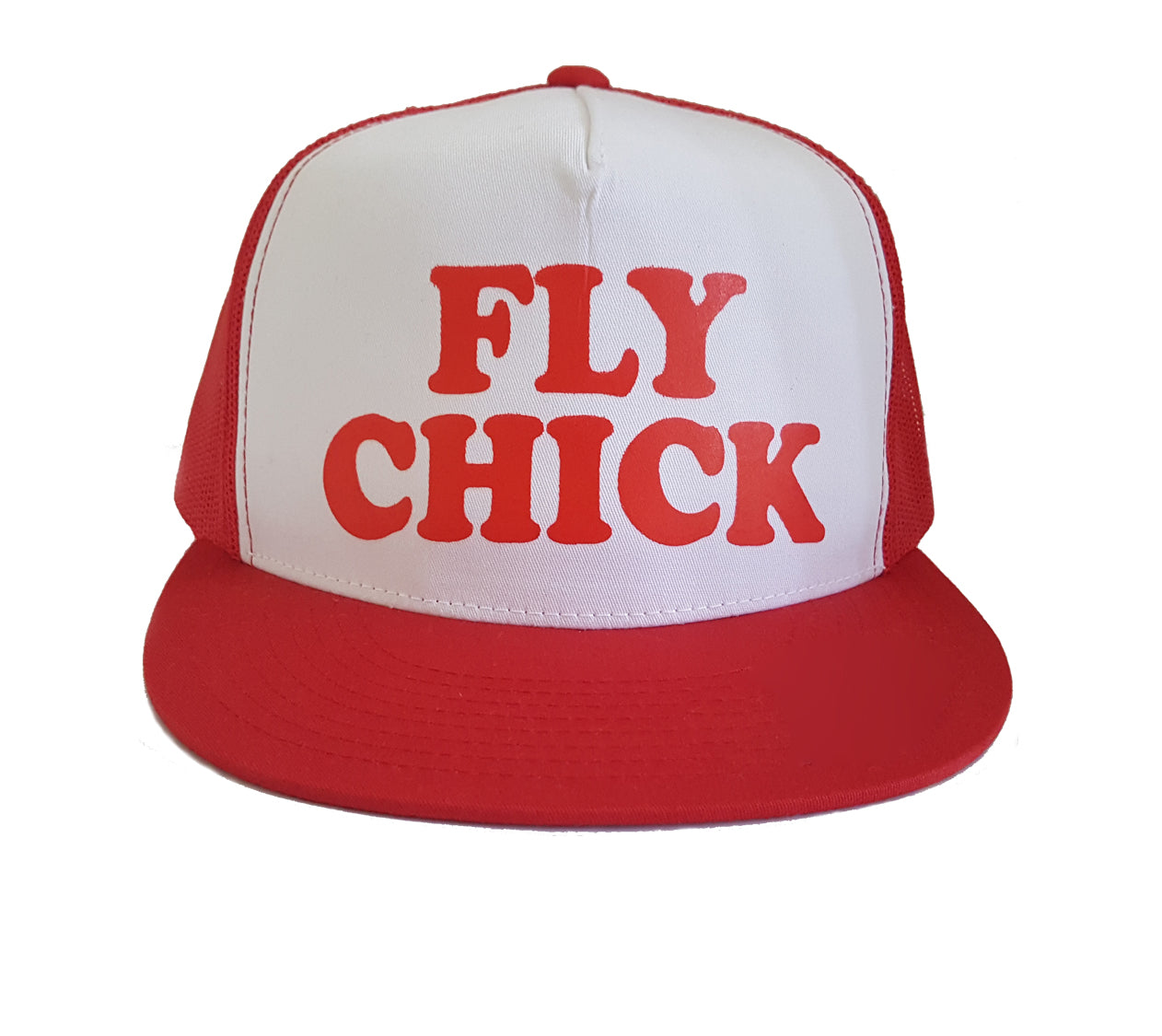  Fly Chick Classic Red and White Trucker Hat 