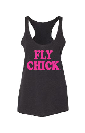  Fly Chick Retro Logo Black Heather Tank 