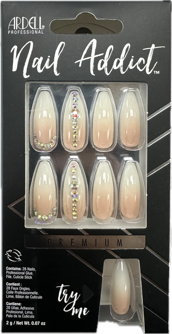 Ardell Nail Addict Premium Artificial Nail Set Nude Light Crystals