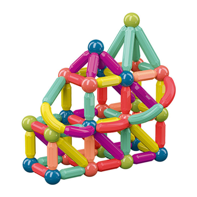 DIY 3D Kids Creative Educational Toy Assembly Building Game Magnet Stick Toys Magnet Rods 64pcs Magnetic Building Blocks