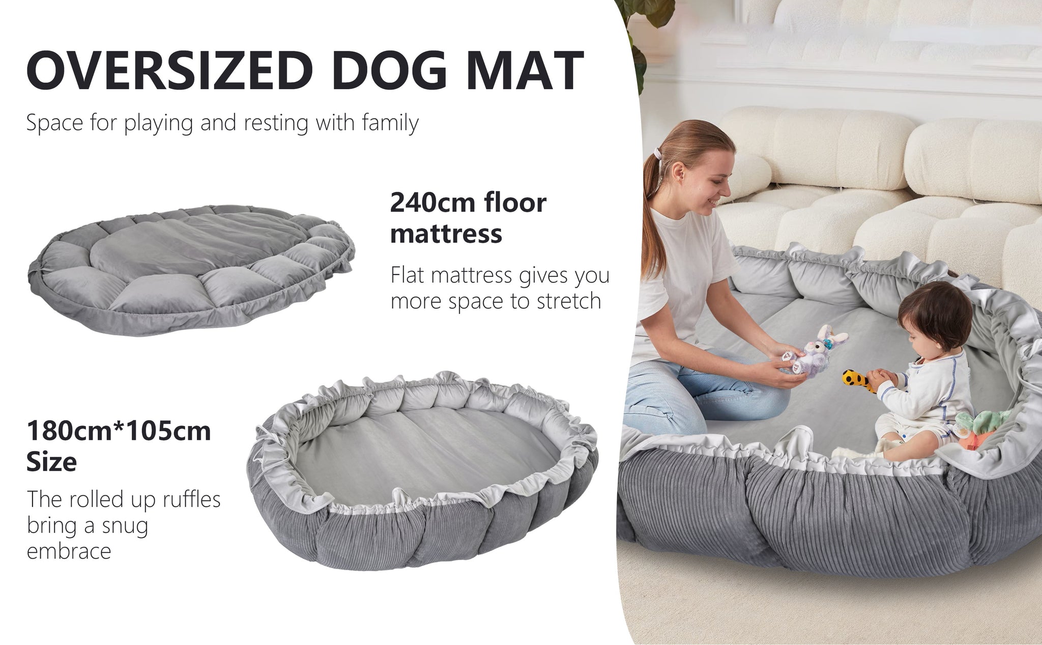 The Humanoid Dog Bed Futon is the perfect companion for your furry friend. It's up to 4 inches thick, with dimensions of 94 x 65 inches, making it a comfortable spot for even larger breeds. Plus, its kid-friendly design makes it suitable for the whole family.