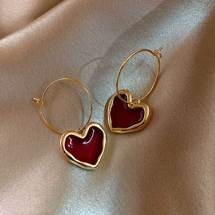 Wine Red Love Earrings