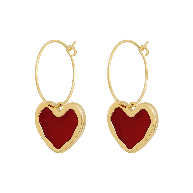 Wine Red Love Earrings