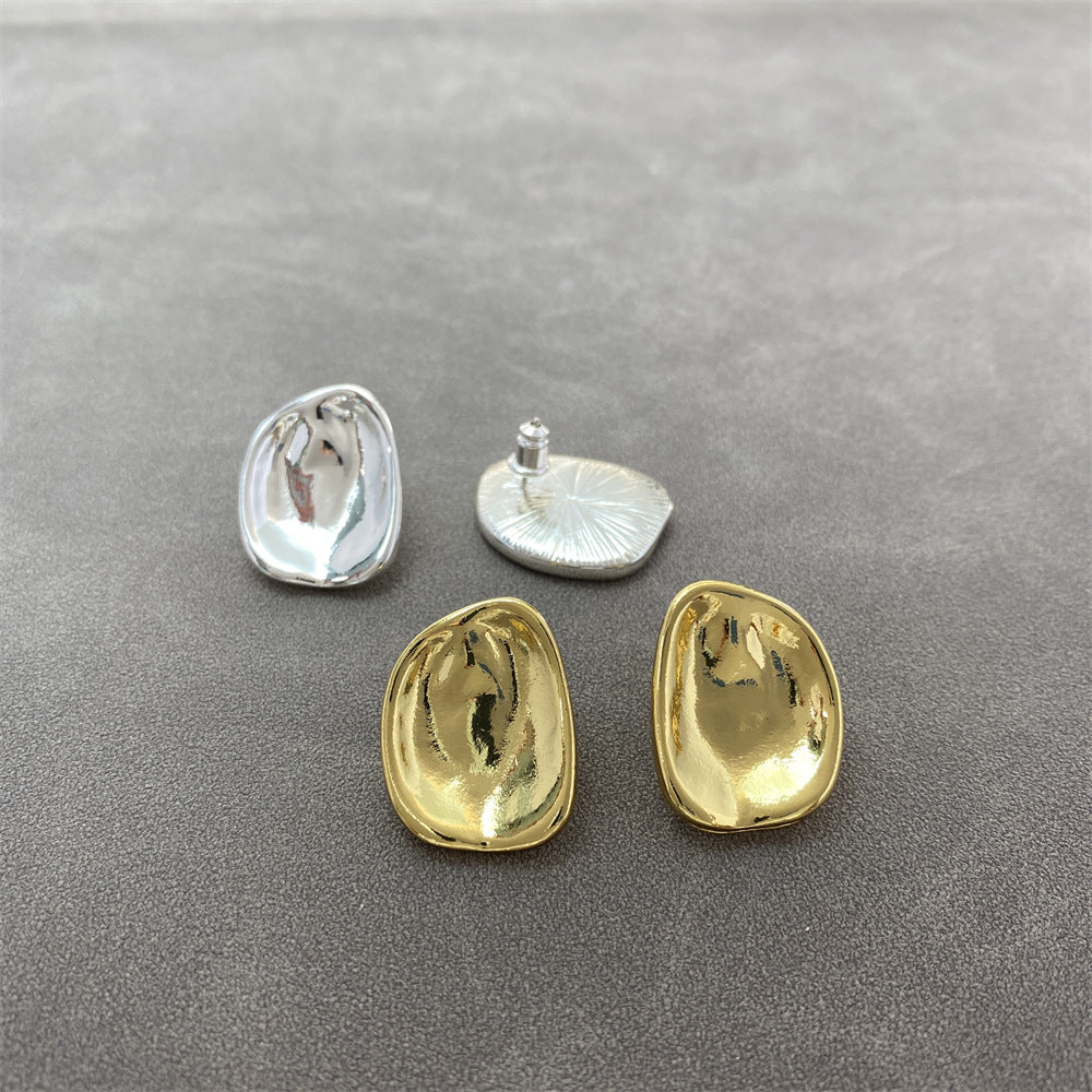 Geometric Oval Shiny Earrings