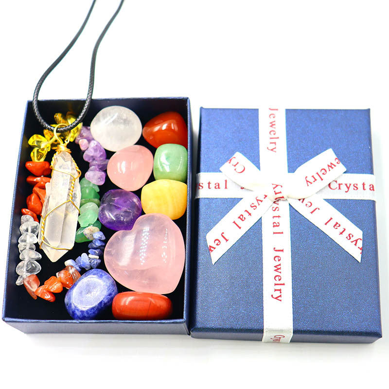 Natural Crystal Jade Colorful Stone Combination Set