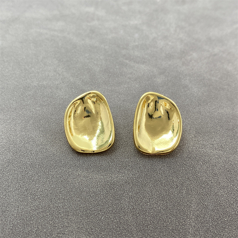 Geometric Oval Shiny Earrings