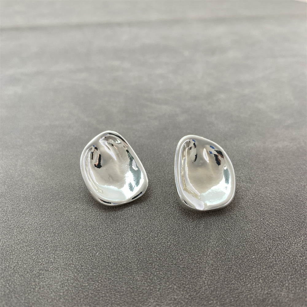 Geometric Oval Shiny Earrings