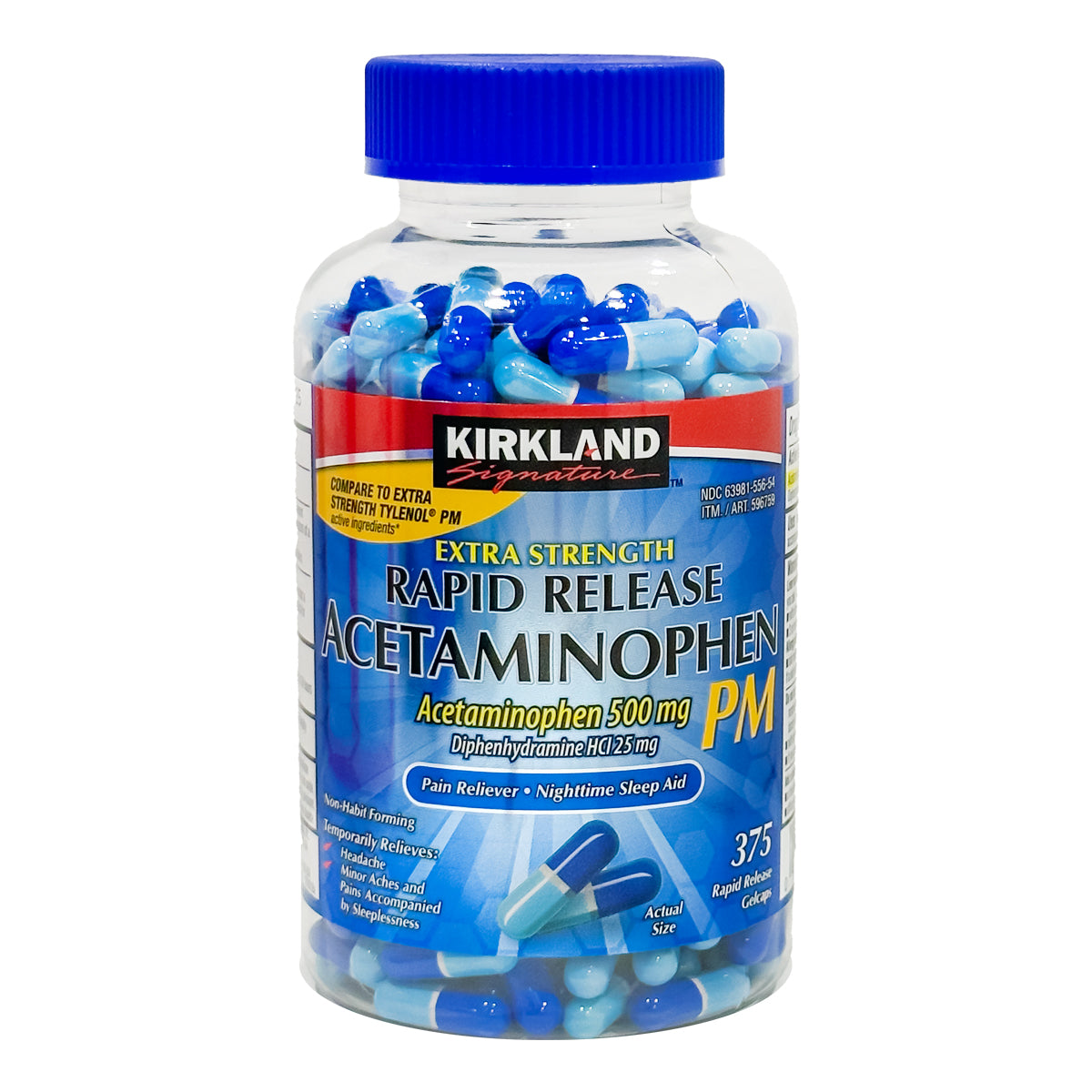 Kirkland Signature Rapid Release Acetaminophen PM 500 mg., 375 Gelcaps