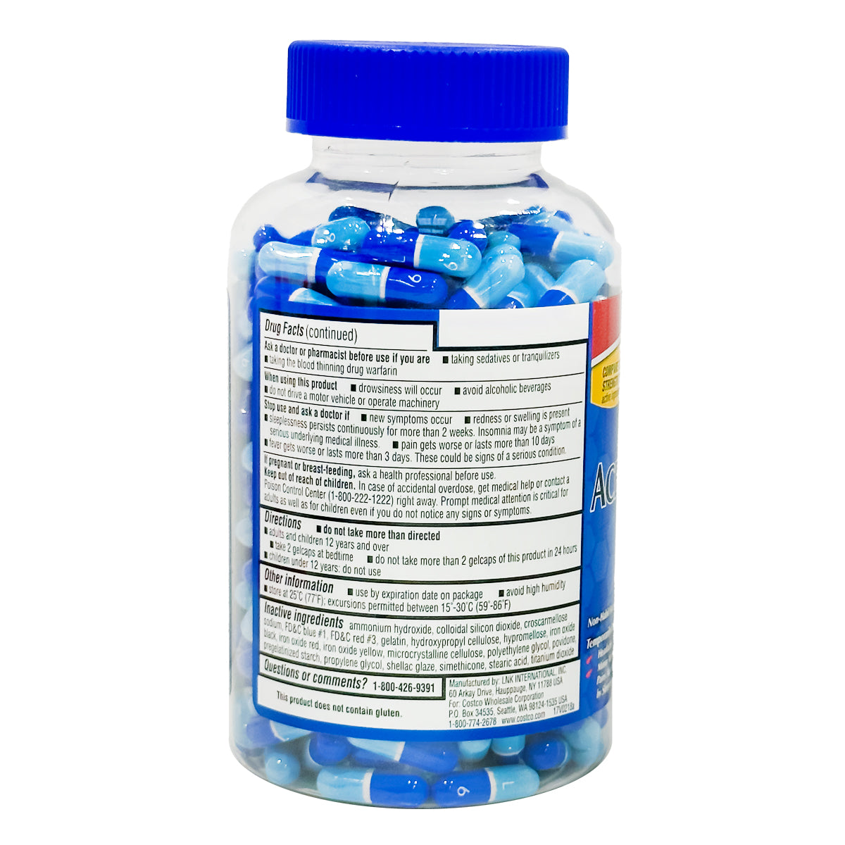 Kirkland Signature Rapid Release Acetaminophen PM 500 mg., 375 Gelcaps