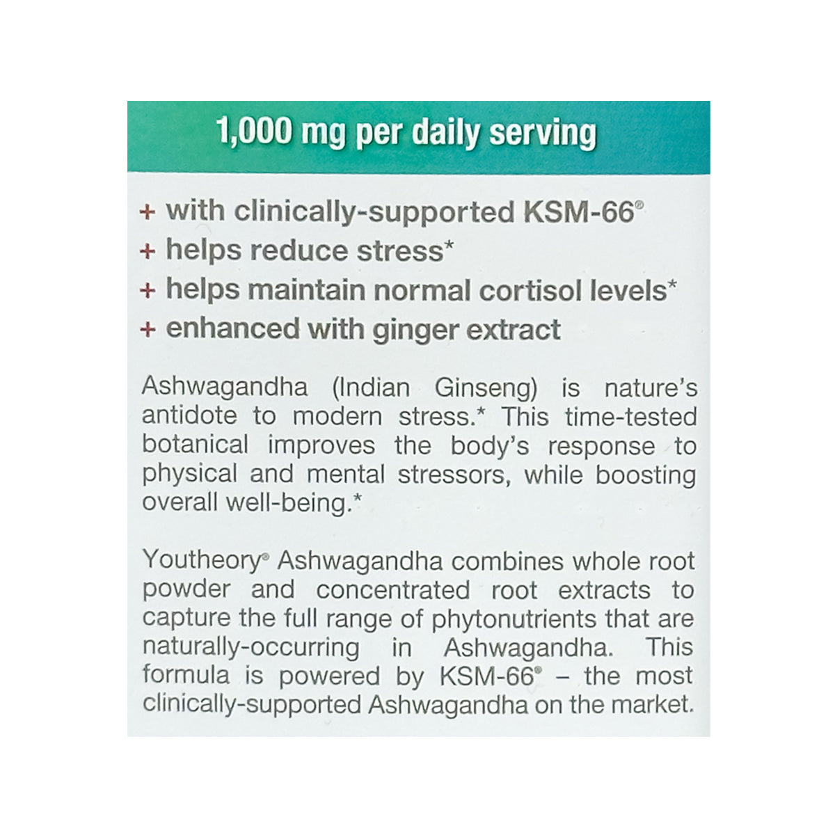 Youtheory Ashwagandha 1,000 mg., 150 Capsules