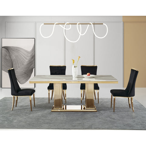 Elevate Your Dining Space with Black Velvet Dining Chairs and Gold Stainless Steel Legs