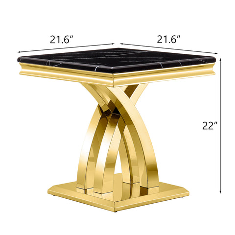 When it comes to interior design, every detail matters, including the choice of furniture. A carefully selected side table can transform any space and add a touch of elegance and functionality. In this blog post, we will explore the benefits of owning a black side table and provide some suggestions on how to beautifully incorporate it into your home.  1. Sophistication and Versatility: The black side table with a double X-base brings a sense of sophistication to any room. Its classic black and gold color scheme effortlessly complements various design styles, from contemporary to traditional. The sleek and elegant appearance of this table makes it a versatile piece that can seamlessly fit into any space, be it a bedroom, living room, or even a reception room.  2. Endless Possibilities: The 21.6''L*21.6''W*22''H dimensions of this side table make it the perfect size for various occasions. Whether you need a bedside table to hold your favorite books or a corner accent table to showcase a unique decor piece, this table offers endless possibilities. Its compact design also makes it an excellent choice for small spaces or apartments where maximizing functionality is crucial.  3. Exceptional Build Quality: Crafted with a stable structure and premium stainless steel material, the black side table is built to withstand daily use. The all stainless steel frame ensures both stability and durability, guaranteeing that this piece will remain a reliable and long-lasting addition to your home. The top, composed of transparent epoxy resin and MDF board, features a black textured finish with marble-like patterns, adding a delicate touch to its overall design.  4. Statement Piece: The unique double X-shaped base of the side table not only provides stability but also serves as a striking focal point in any room. Finished in gold, this standout feature adds an eye-catching effect and exudes a sense of luxury. Owning this sleek black side table will undoubtedly earn you compliments from your friends and make a strong statement about your impeccable taste in interior design.  5. Styling Suggestions: To make the most of your black side table, consider the following styling suggestions:  - Pair it with a modern sofa couch in a neutral color. The black and gold accents of the side table will beautifully contrast with the clean lines and simplicity of the couch. - Place a decorative table lamp on top of the side table to create a cozy atmosphere and provide ambient lighting. - Adorn the table with a small potted plant or a vase of fresh flowers to bring a touch of nature and freshness into the room. - Arrange an art book or a collection of your favorite novels on the lower shelf of the table to showcase your personal interests and add an intellectual flair.  Conclusion: Investing in a black side table with a double X-base is an excellent choice for those seeking to elevate their décor with a touch of sophistication. Its versatile design, exceptional build quality, and striking aesthetics make it an ideal addition to any room. With the right styling and complementary furniture pieces, this black side table has the potential to transform your living space into a haven of elegance and style.