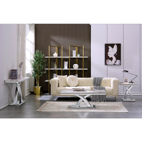 Title: Add Sophistication with a Stylish Silver Side Table: Benefits and Styling Suggestions  Introduction: A side table is not only a functional piece of furniture but also an opportunity to enhance the aesthetic appeal of your living space. In this blog, we will explore the benefits of a silver side table with a double X pedestal and provide valuable suggestions for incorporating it into your home decor.  1. Sophisticated Elegance: One of the significant advantages of a silver side table is its sophisticated elegance. The sleek and luxurious design, coupled with the gray top surface, adds a touch of class to any room. The combination of silver and gray creates a harmonious and aesthetic appeal, making it a versatile choice for your home decor.  2. Durability and Stability: The double X pedestal base of the side table ensures both durability and stability. Crafted from sturdy stainless steel, it provides a solid foundation for the table while adding a visually appealing contrast to the gray top. This robust construction ensures the table can withstand daily usage and remain a lasting addition to your home.  3. Versatile Functionality: The silver side table with its gray top surface offers ample space to place a lamp, your favorite decorative objects, or even a cup of coffee. Whether placed beside a bed, a sofa, or in a reception room, this versatile piece of furniture adds functionality to your living space. It acts as a convenient surface to host your essentials, keeping them within easy reach.  Styling Suggestions: 1. Contemporary Glamour: Create a contemporary and glamorous look by pairing the silver side table with sleek furniture and bold accents. Add a statement table lamp, a metallic-framed mirror, and a vase with fresh flowers to complete the stylish ensemble. This combination exudes modern elegance and is perfect for a chic living room or bedroom.  2. Scandinavian Simplicity: For a minimalist and Scandinavian-inspired aesthetic, pair the silver side table with clean lines and natural textures. Combine it with light-colored furniture, a cozy rug, and a couple of minimalist decorative pieces. This fusion of simplicity and sophistication will create a serene and inviting ambiance in your space.  3. Eclectic Charm: In an eclectic decor theme, the silver side table adds a touch of charm and flair. Mix and match different furniture styles, patterns, and colors. Combine it with bold, colorful accents, such as vibrant artwork or patterned cushions. This combination allows you to showcase your unique personality and create a visually exciting and eclectic space.  Conclusion: A silver side table with a double X pedestal is a sophisticated and versatile addition to any home decor. Its timeless elegance, durability, and versatility make it an excellent choice for elevating your living space. By following the styling suggestions mentioned above, you can create visually striking and personalized interiors that reflect your unique taste and style. Embrace the sophistication and functionality of a silver side table to enhance the beauty of your home.