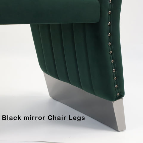 Upgrade your dining space with AUZ exquisite dark green velvet dining chairs. Featuring unique black mirrored chair legs, high backrests, and plush channel tufting, these chairs offer a luxurious and stylish seating solution. The versatility of these chairs extends beyond the dining room, making them suitable for various settings. In this blog post, we will explore the benefits of our Dark green velvet dining chairs and provide suggestions on how to best complement them in your decor. 1. The Benefits of dark green Velvet Dining Chairs: - Luxurious Aesthetics: The dark green velvet upholstery exudes opulence and sophistication, instantly elevating the ambiance of your dining area. - Comfortable Support: The high backrest provides ample support, ensuring a comfortable seated experience during long meals or gatherings. - Durable Construction: With their heavy-duty design, these dining chairs are built to last, offering reliable and sturdy seating for any occasion. 2. Accentuating Elegance: Unique Black Metal Polished Legs: The pairing of the Dark green velvet with the distinctive black metal polished legs creates an eye-catching contrast that adds a touch of modernity to the overall design. This combination creates a sense of balance and visual interest, making the dining chairs stand out as a statement piece in any room. 3. Versatility and Beyond: Apart from the dining room, AUZ dark green velvet dining chairs can be used in various settings, expanding their utility beyond traditional dining seating: - Living Room Chair: Place these chairs in your living room to infuse elegance and provide extra seating for guests. - Makeup Vanity Chair: Create a glamorous and comfortable setup in your bedroom by using one of these chairs as a stylish makeup vanity seat. - Reception Area Seating: Impress visitors in your office or high-end establishment with these chic dining chairs, offering both comfort and sophistication. 4. Additional Benefits and Extended Uses: - Easy to Clean: The velvet upholstery of the dining chairs is stain-resistant and easy to maintain, ensuring long-lasting beauty. - Enhancing Small Spaces: The sleek and streamlined design of these chairs makes them suitable for smaller dining areas, maximizing space without compromising style. - Mix and Match: For a more eclectic look, consider mixing dark green velvet dining chairs with chairs of different colors, materials, or styles, creating a captivating visual contrast. Conclusion: AUZ Dark green velvet dining chairs with their unique black metal polished legs offer the perfect combination of elegance, versatility, and comfort. From formal dining spaces to stylish living rooms, these chairs seamlessly blend functionality and aesthetics. Elevate your dining experience and enrich your decor with these luxurious yet versatile dining chairs.