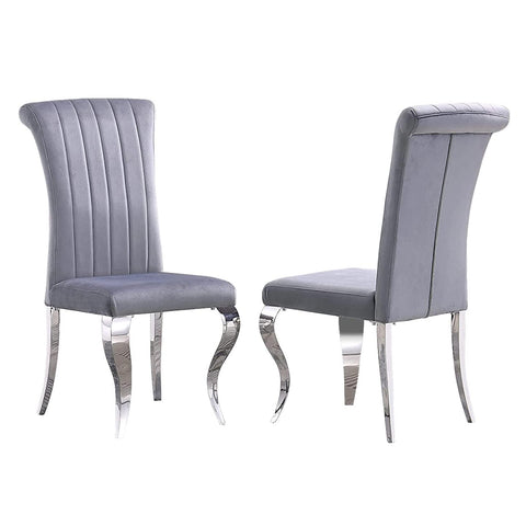 In the world of interior design, the right choice of dining chairs can transform a dining space from ordinary to extraordinary. If you're looking to add a touch of elegance and sophistication to your dining area, the AUZ Gray Velvet Dining Chairs with Silver Mirrored Stainless Steel Legs are a perfect choice.