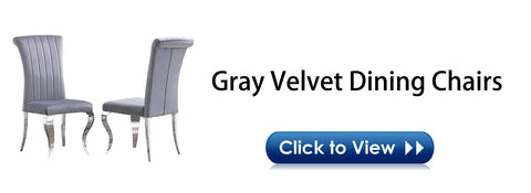 Title: Elevate Your Dining Space with Gray Velvet Dining Chairs  Introduction: In the world of interior design, the right choice of dining chairs can transform a dining space from ordinary to extraordinary. If you're looking to add a touch of elegance and sophistication to your dining area, the AUZ Gray Velvet Dining Chairs with Silver Mirrored Stainless Steel Legs are a perfect choice. In this blog post, we will explore the advantages of these exquisite chairs and provide some suggestions on how to style them in your home.  Impressive and Stylish Design: The first notable advantage of these gray velvet dining chairs is their impressive and stylish design. The combination of the soft gray velvet upholstery and the sleek silver metal legs creates a visually striking impression. The vertical texture and curled backrest add a sense of dimension and sophistication to the chairs, making them a focal point in any dining space.  Comfortable and Supportive Upholstery: Apart from their aesthetic appeal, these chairs also offer exceptional comfort and support. The velvet upholstery combined with the gentle sponge cushioning provides a soft and cozy seating experience. The curved backrest not only enhances the visual appeal but also provides adequate support for your back during meals. You and your guests can enjoy long conversations and delightful meals without any discomfort.  Durable and Elegant Construction: The AUZ Gray Velvet Dining Chairs are not only stylish but also built to last. The exquisite cabriole front legs and slightly bent backward rear legs showcase both durability and elegance. The polished silver mirrored stainless steel legs not only provide sturdy support but also add a touch of modern sophistication to your dining space. The combination of these design elements creates a chair that is both functional and visually appealing.  Versatile and Styling Suggestions: 1. Monochromatic Elegance: Create an elegant and sophisticated dining space by pairing these gray velvet chairs with a marble or glass dining table. Keep the color palette monochromatic by incorporating silver or metallic accents in the tableware and decor. Add subtle pops of color with fresh flowers or vibrant table linens for a tasteful touch.  2. Modern Chic: Embrace a modern and chic dining aesthetic by pairing these gray velvet chairs with a sleek, minimalist dining table. Opt for a white or light-colored table and keep the decor clean and streamlined. Add geometric-shaped pendant lights and abstract artwork on the walls to create a trendy and fashionable space.  3. Cozy and Warm: If you prefer a cozy and warm atmosphere, pair these gray velvet chairs with a rustic wooden dining table. Incorporate earth tones and natural textures in the table linens and accessories. Add a touch of warmth with soft lighting, such as candlelight or warm-toned pendant lights, to create an inviting ambiance.  Conclusion: The AUZ Gray Velvet Dining Chairs with Silver Mirrored Stainless Steel Legs offer a perfect balance of style, comfort, and durability. Their impressive design, comfortable upholstery, and elegant construction make them an excellent addition to any dining space. Whether you prefer an elegant and sophisticated look or a modern and chic aesthetic, these gray velvet chairs are versatile enough to complement a range of interior design styles. Elevate your dining experience by incorporating these exquisite chairs and create a space that exudes elegance and comfort.