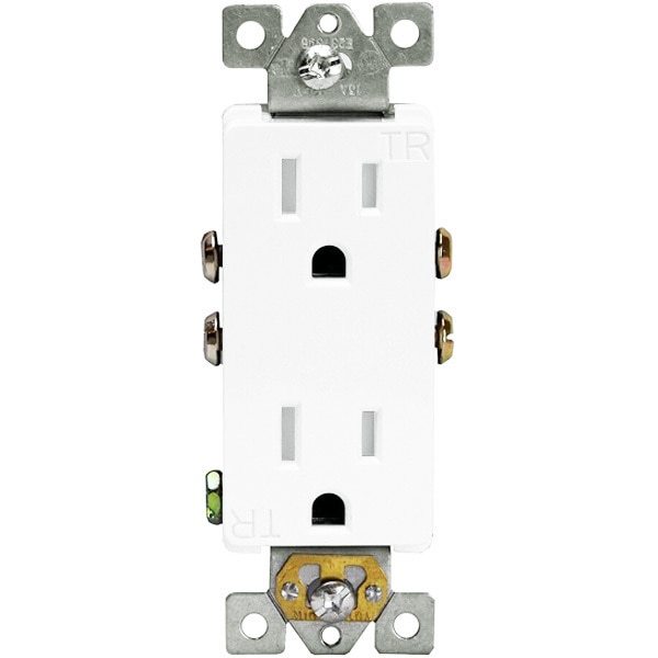 15 Amp - Decorator Duplex Receptacle - Tamper Resistant White - 125 Volt