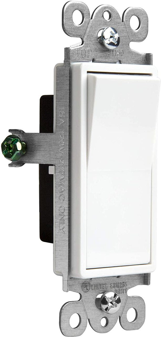 15 Amp Decorator Switch, Single Pole, Residential Grade, 120/277V, White