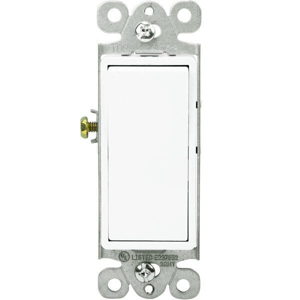 15 Amp Decorator Switch, Single Pole, Residential Grade, 120/277V, White