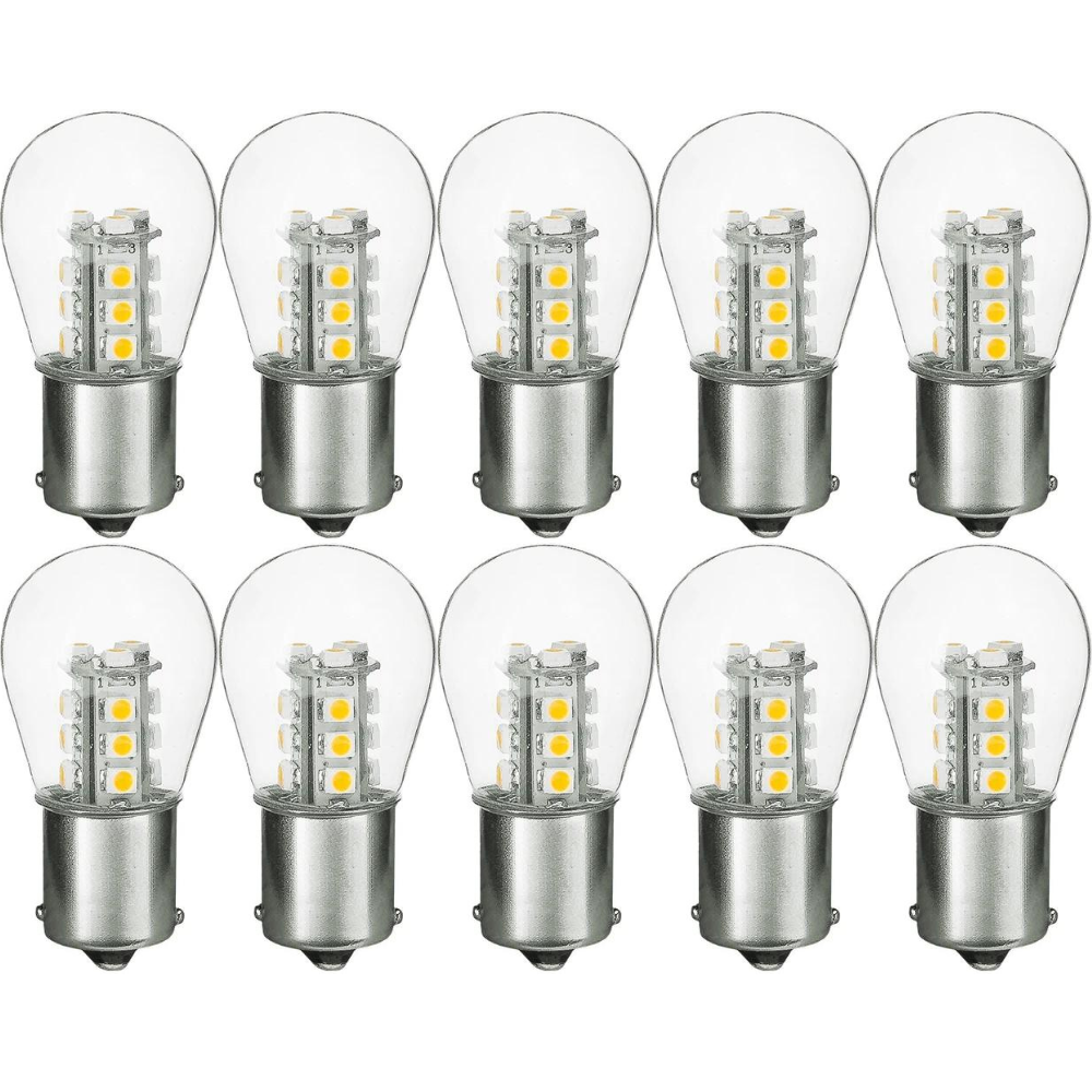 1156/1141/1003 1.5W LED S8 Bulb, Low Voltage 12V, Single Contact, BA15S Base, 3000K, 10 Pack