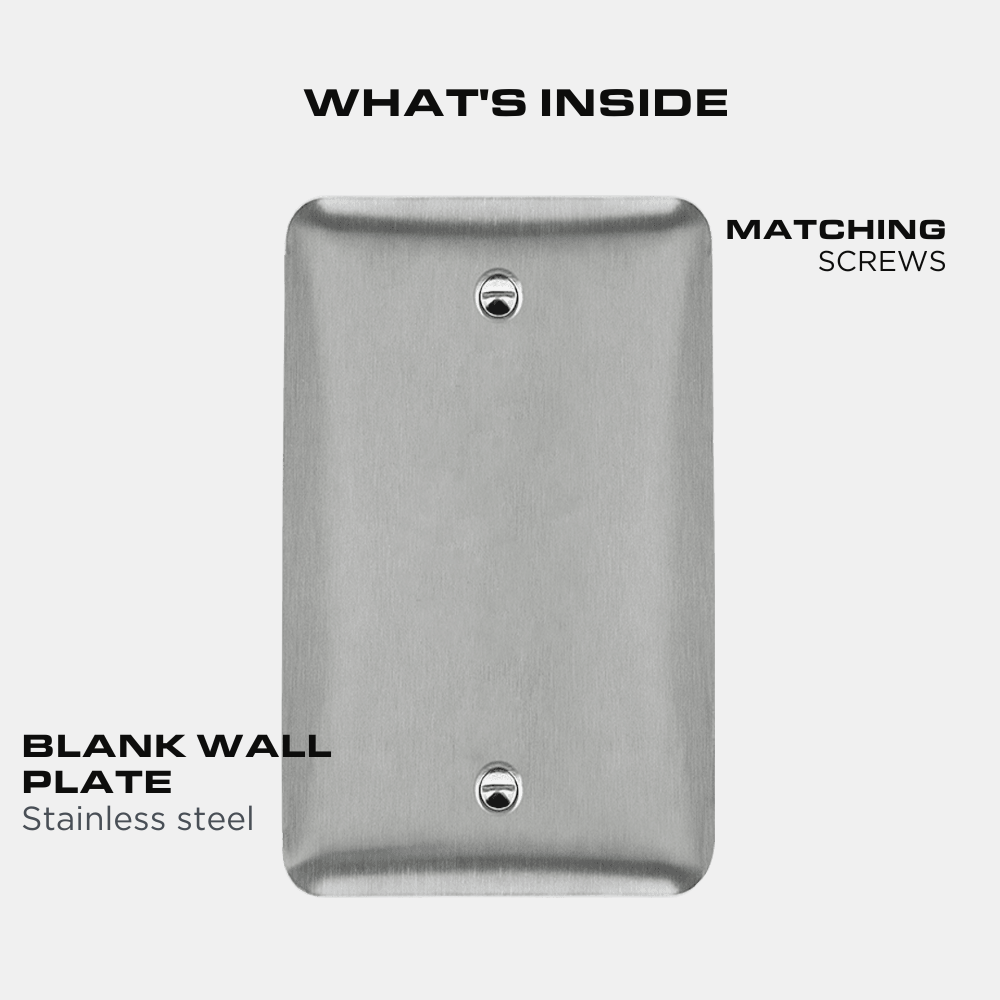 Blank Wall Plate - Stainless Steel - 1 Gang Mid Size