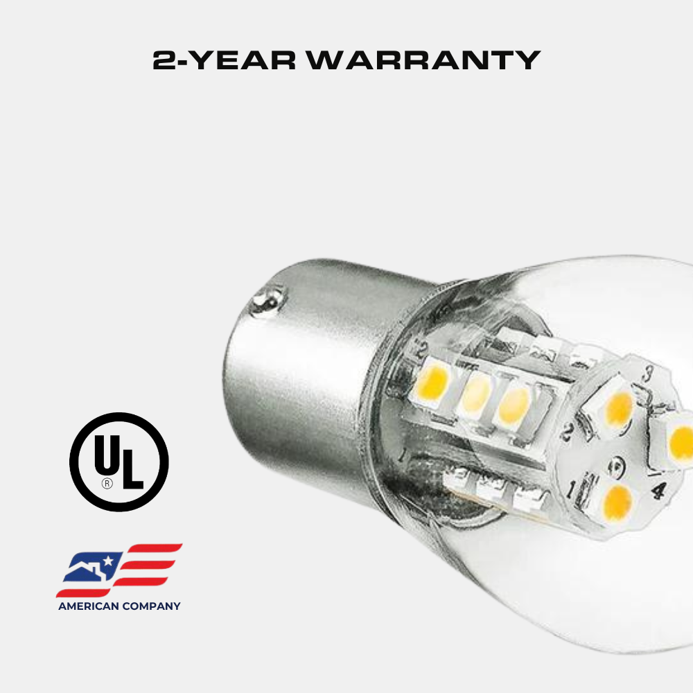 1156/1141/1003 1.5W LED S8 Bulb, Low Voltage 12V, Single Contact, BA15S Base, 3000K, 10 Pack