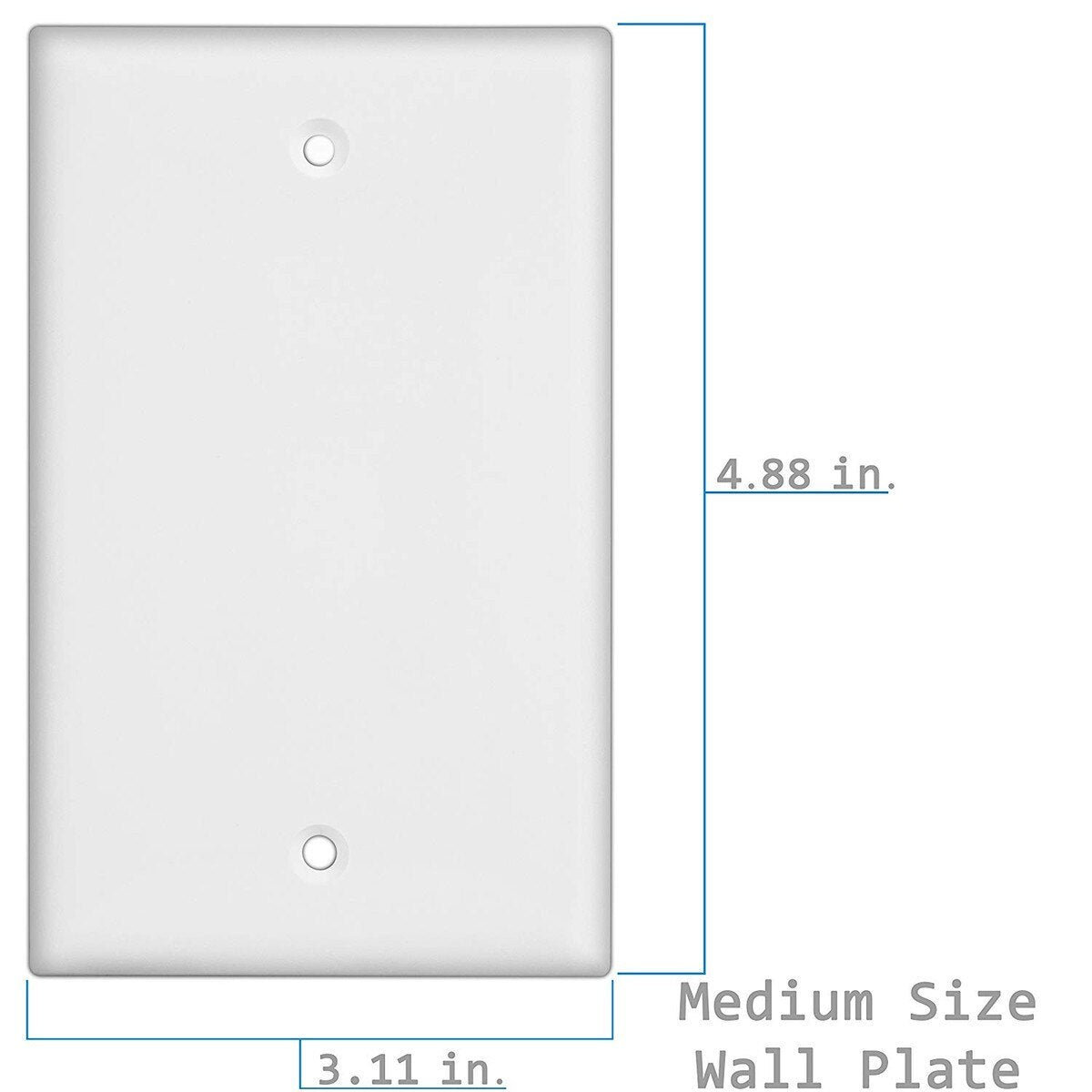 Blank Wall Plate - White - 1 Gang Mid Size