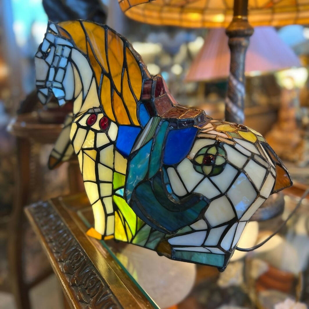 Tiffany Style Stained-Glass Horse Lamp