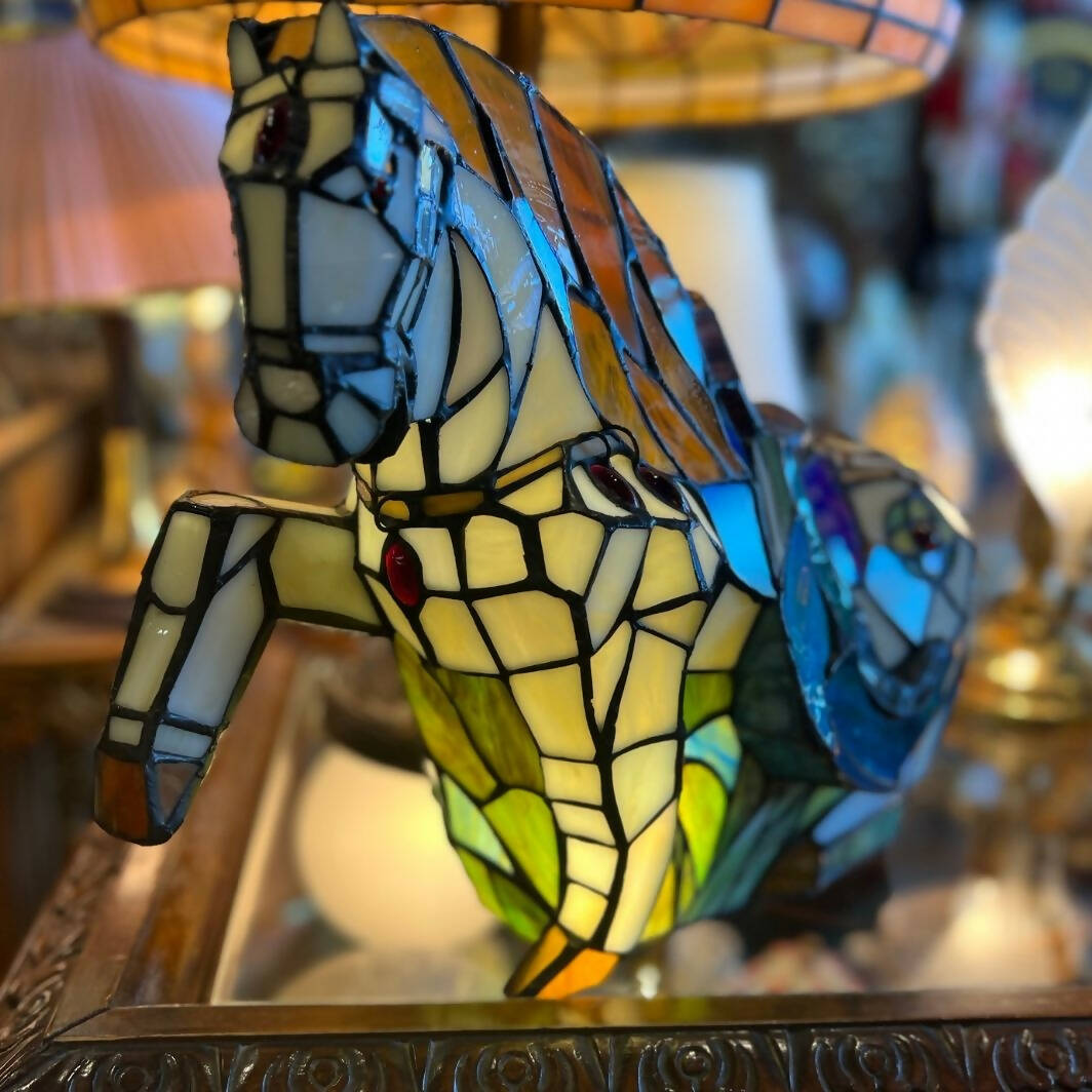 Tiffany Style Stained-Glass Horse Lamp