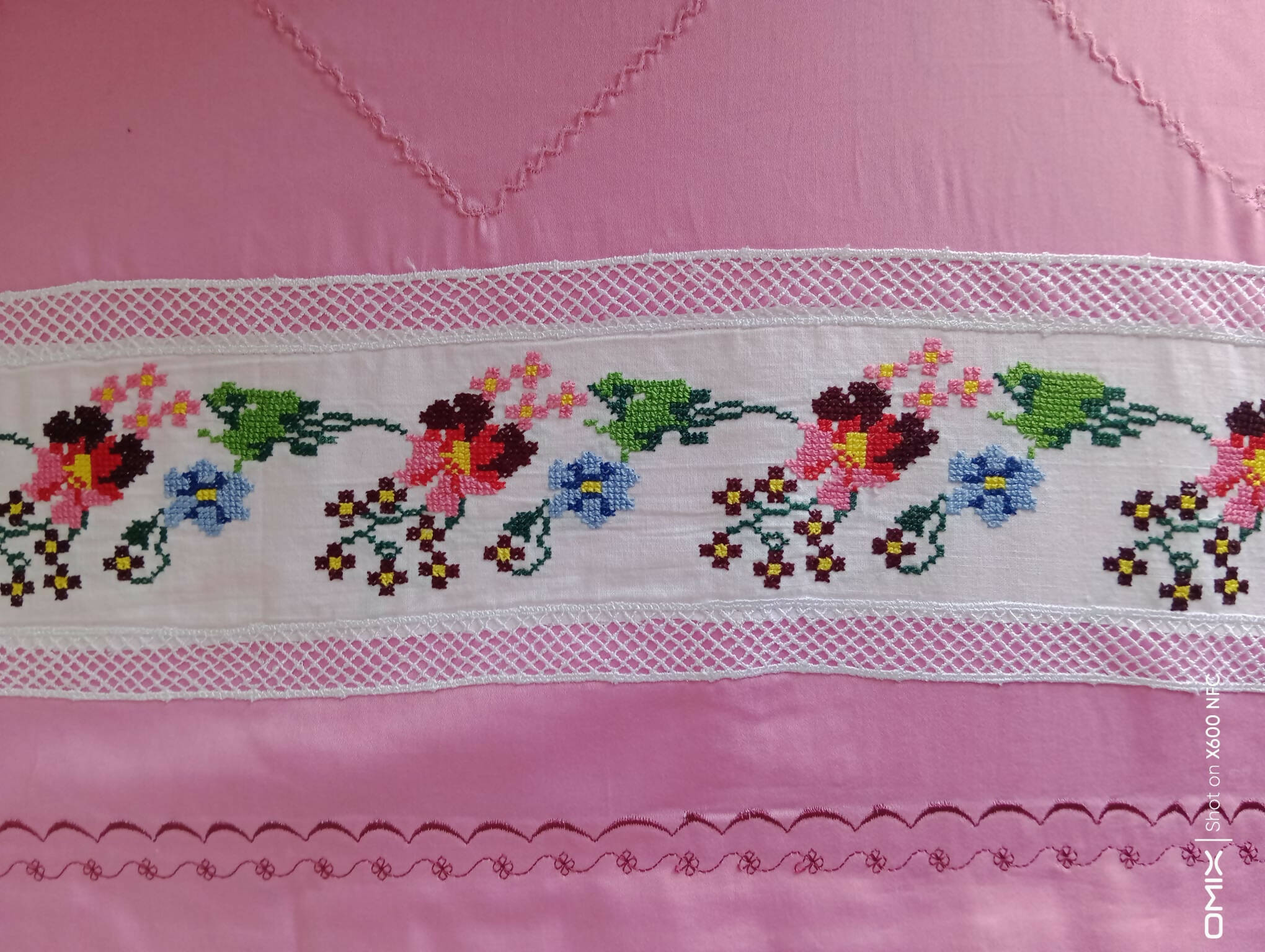 Hand embroidered single pique
