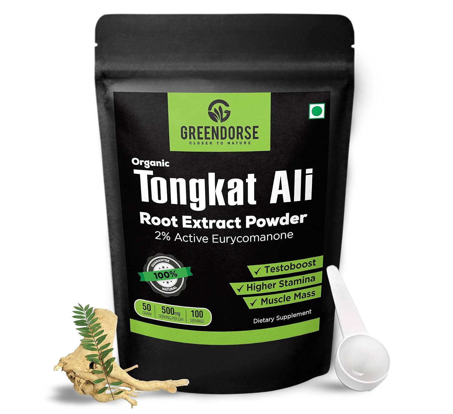 Greendorse Organic Tongkat Ali Longjack Root Extract Powder - 50 Gms