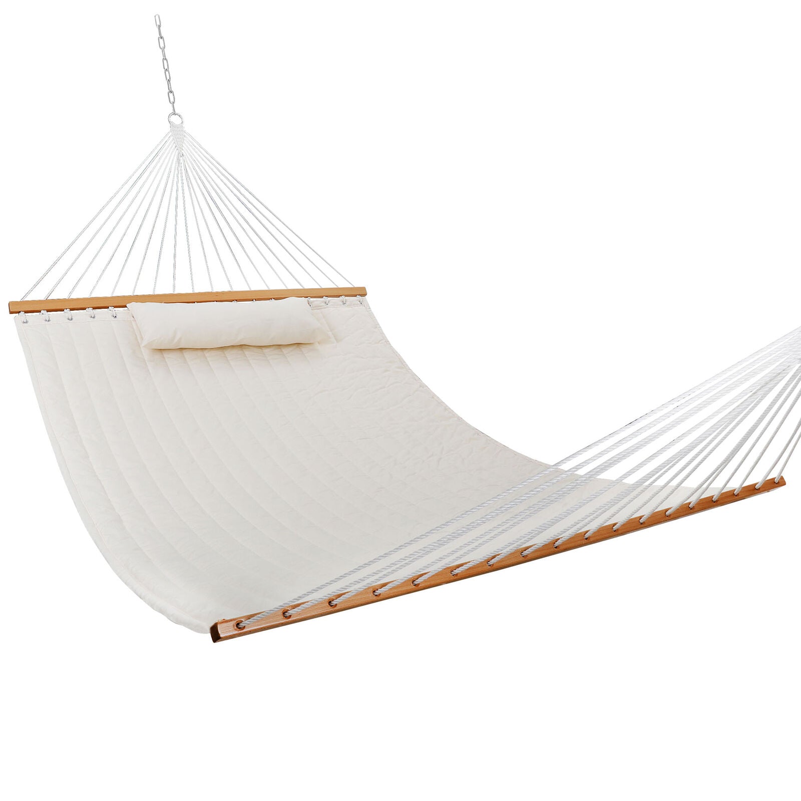 55' Hammocks Double Quilted Fabric Swing with Pillow hammocks Natural