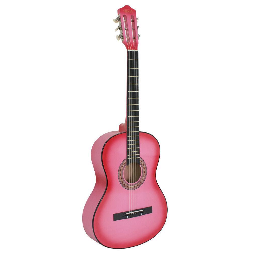 HOT New Beginners Pink Hardwood Acoustic Guitar With Guitar Pick Wire Strings