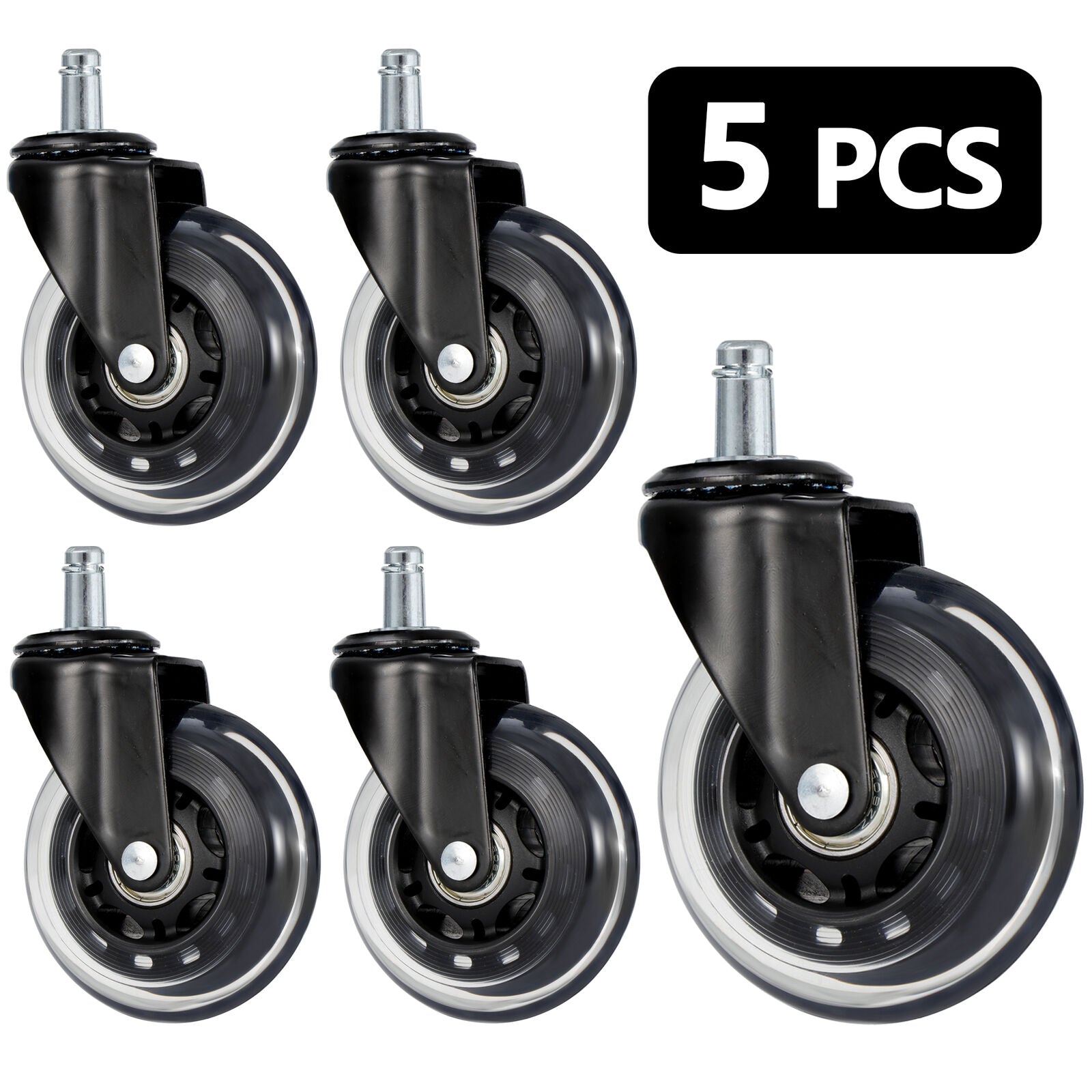 5Pcs Heavy Duty Office Chair Caster Swivel Wheels Replacement Desk Floor Mat